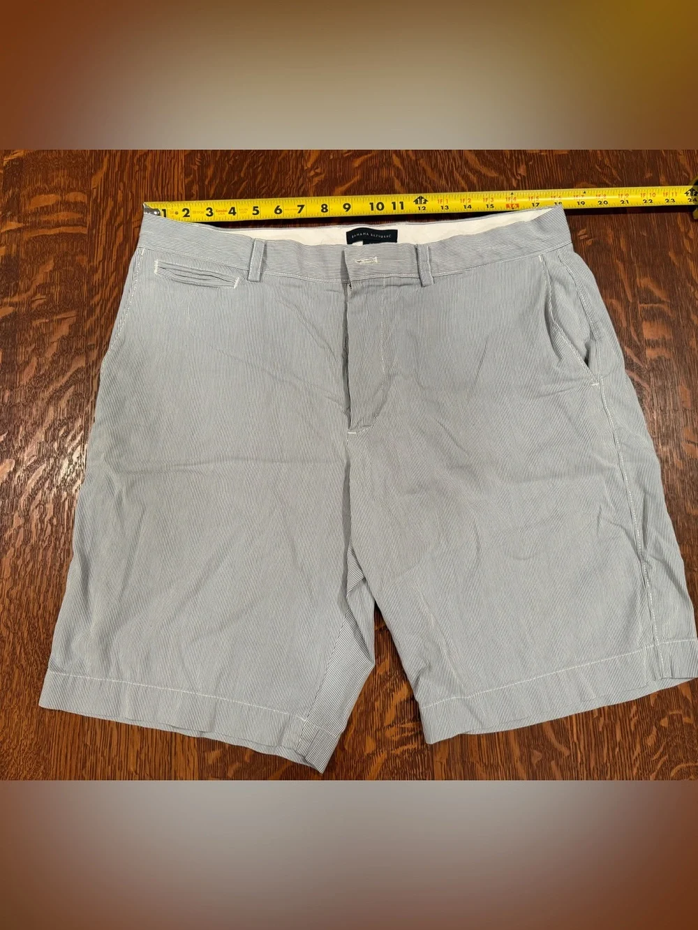 Banana Republic Light Blue Seersucker Flat Front Men's Shorts Vintage